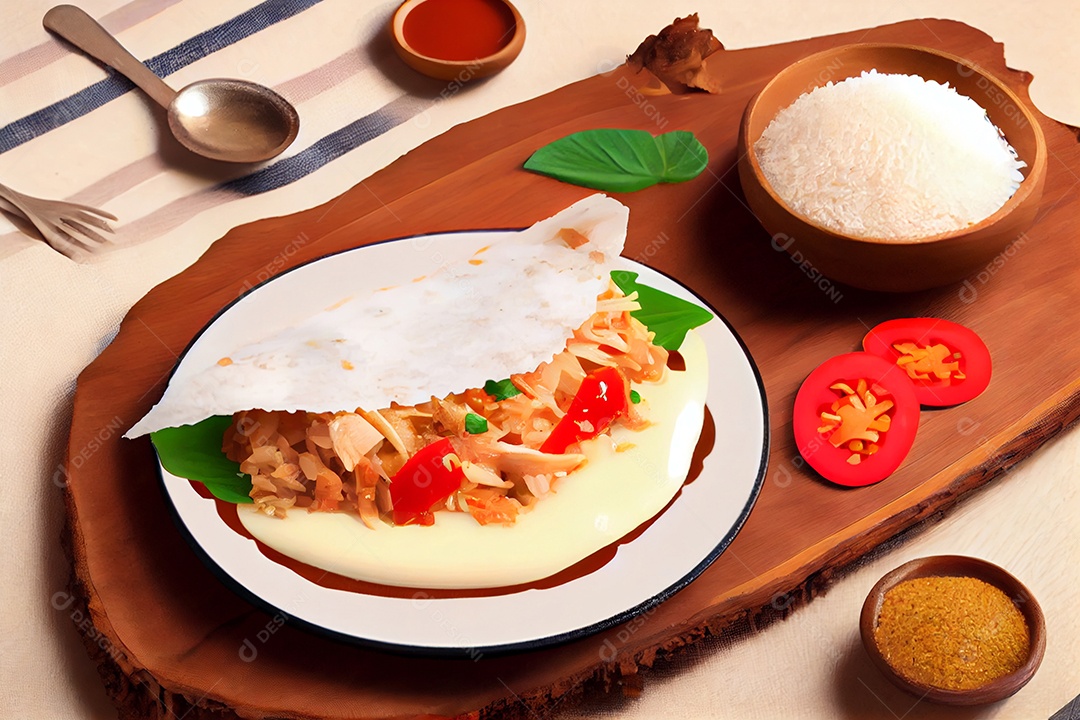 Deliciosa tapioca com recheio de frango