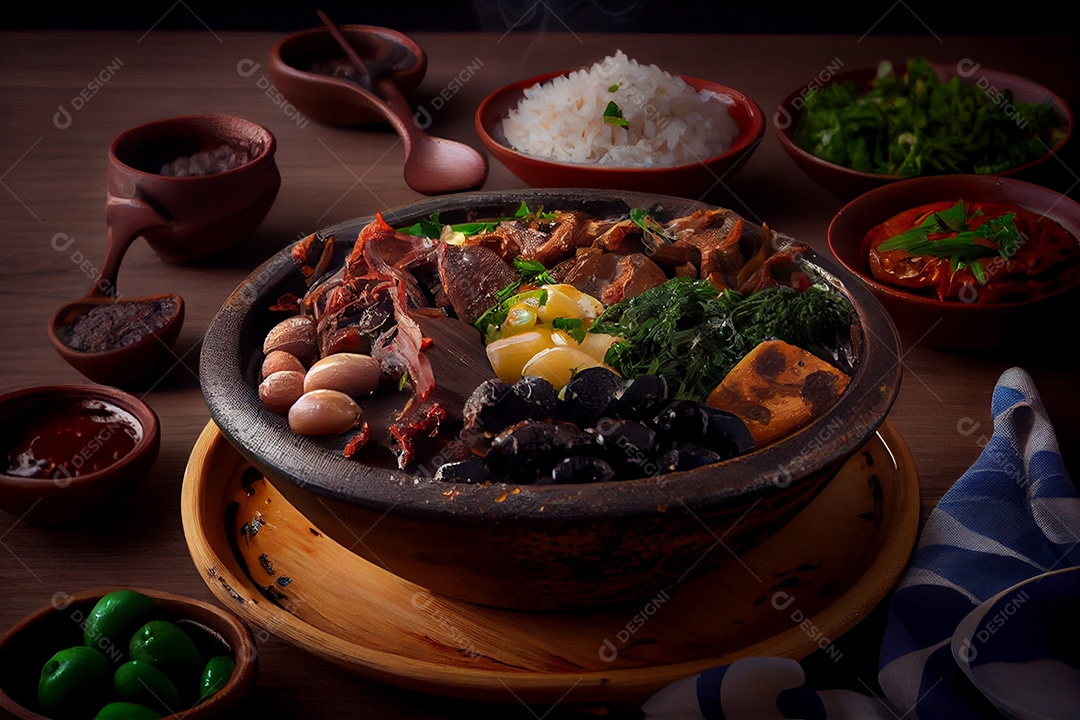 Mesa posta com uma deliciosa feijoada