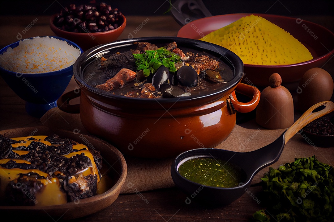 Mesa posta com uma deliciosa feijoada