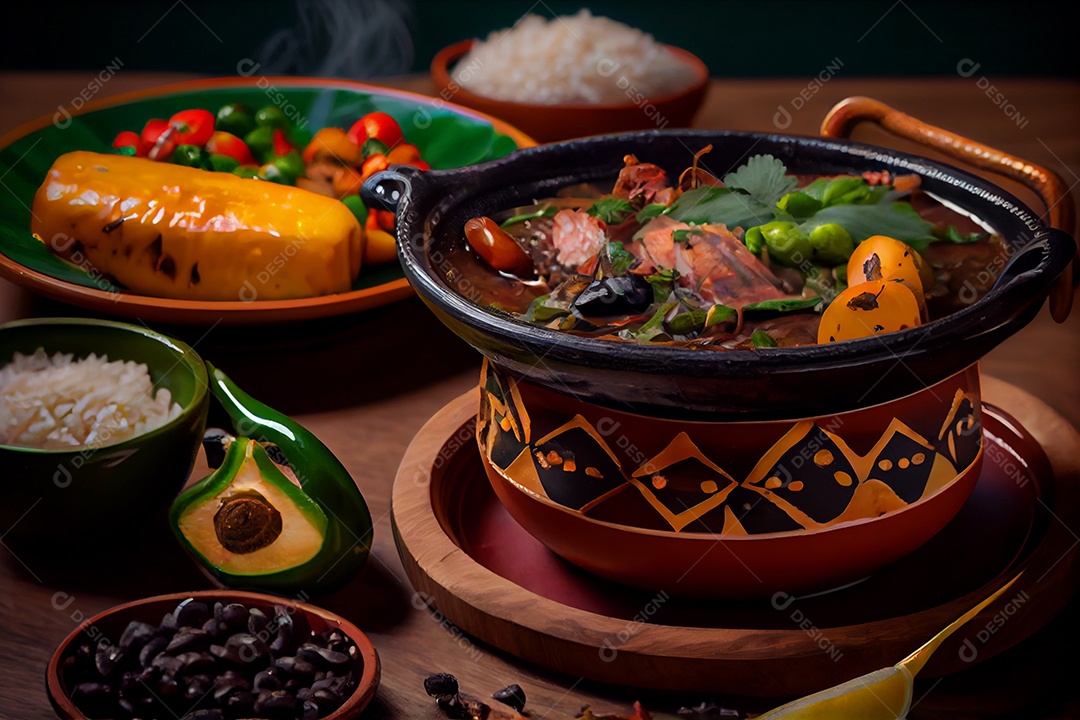 Mesa posta com uma deliciosa feijoada