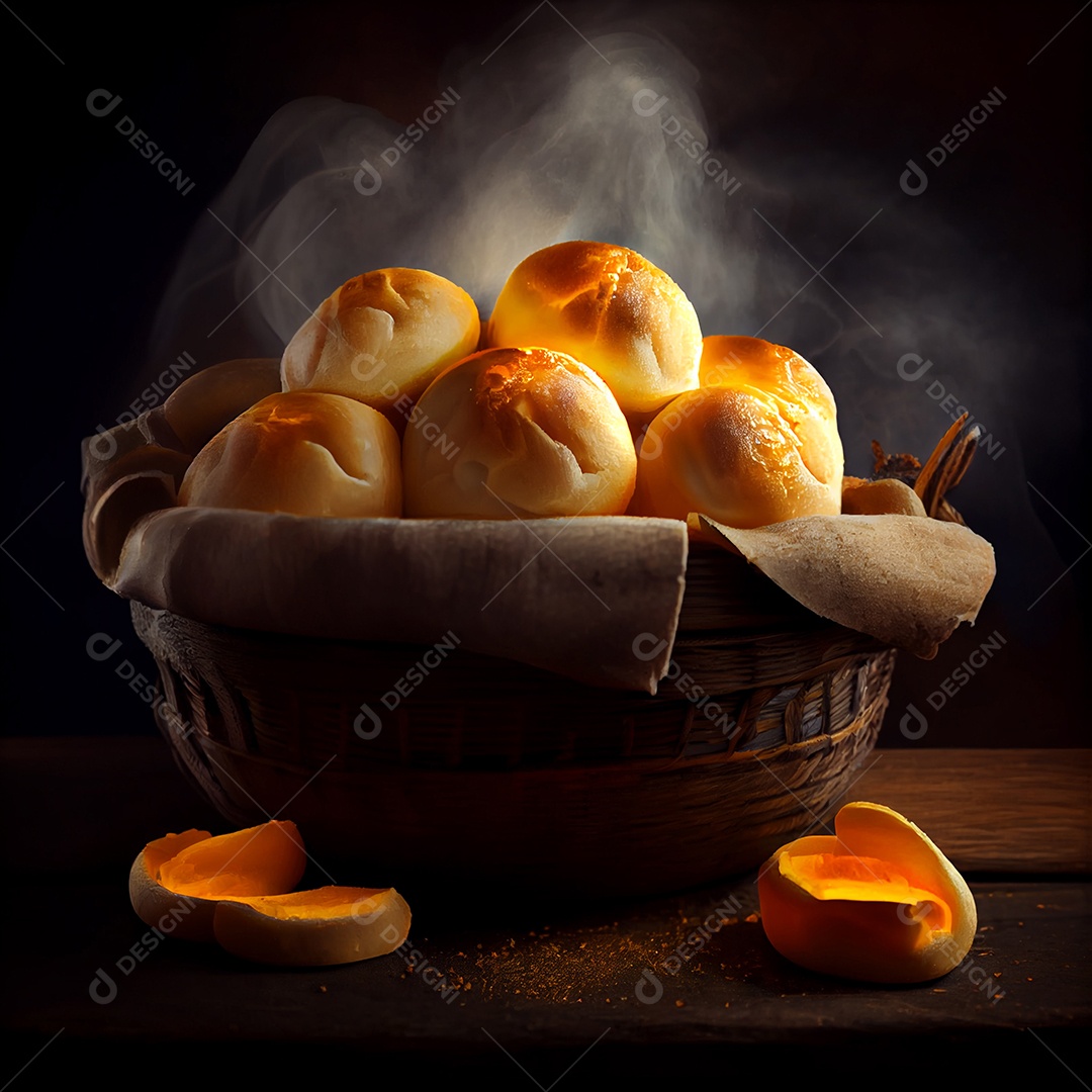 Ilustração cesta de pães