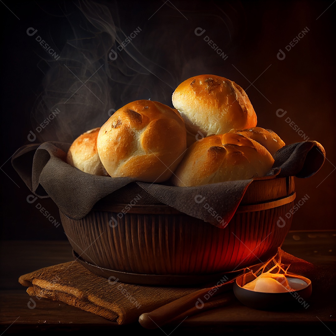 Ilustração cesta de pães