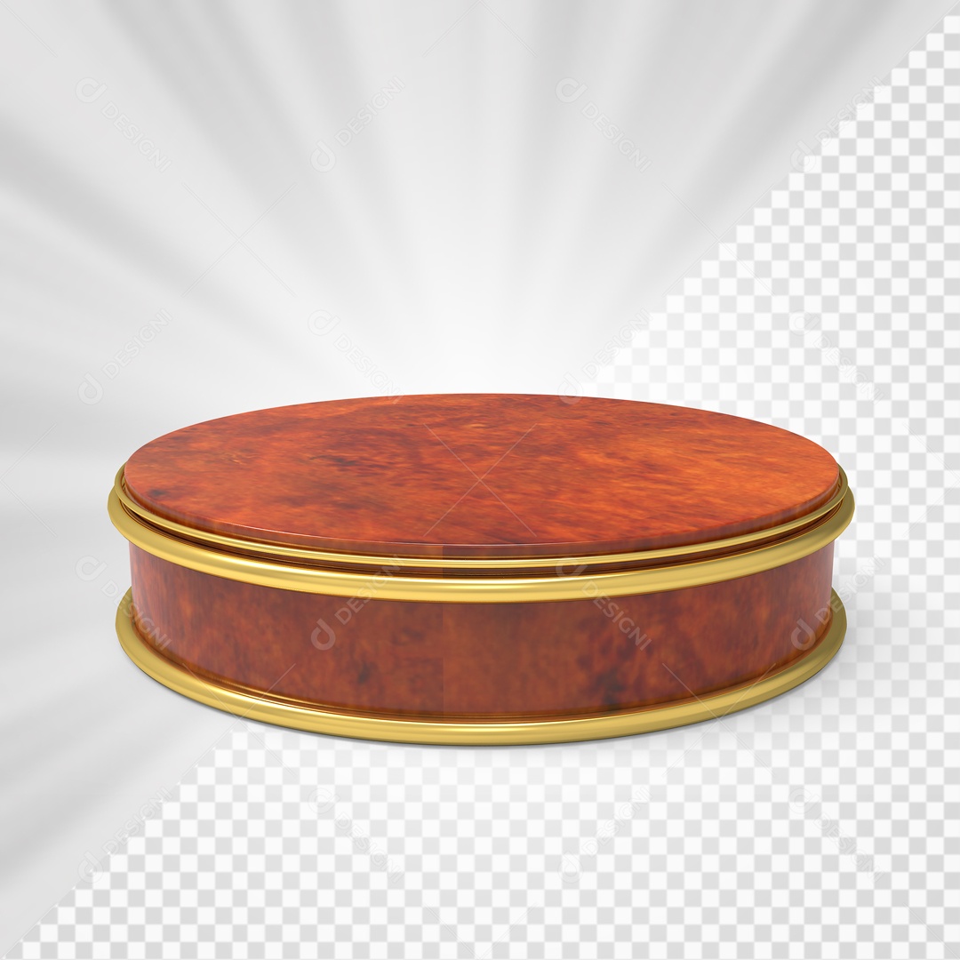 Podium Vermelho Com Borda Dourada Elemento 3D Para Composição PSD