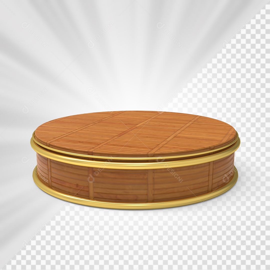 Brown Podium With Gold Border 3D Element For PSD Composition