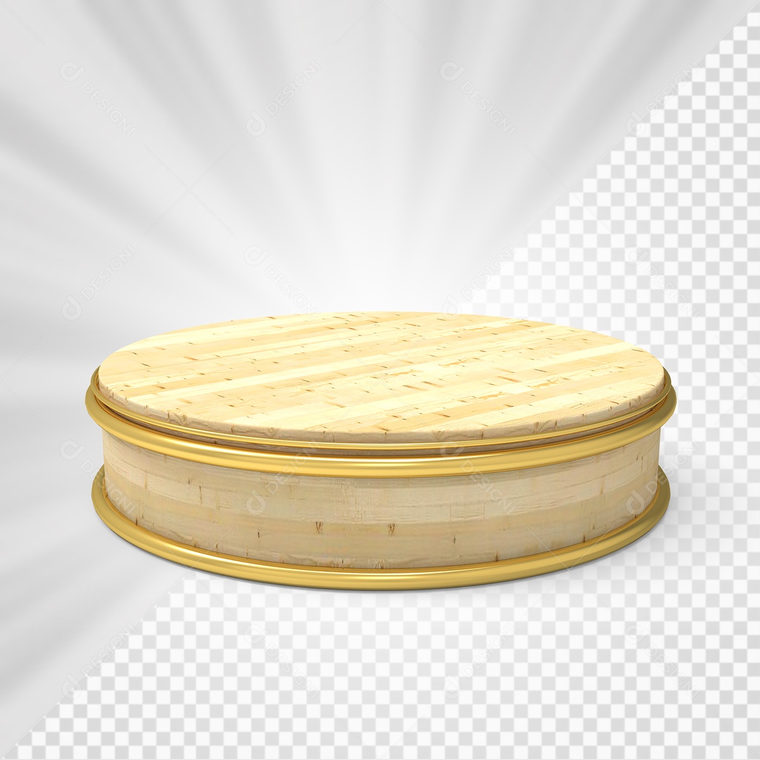 Podium Branco Com Borda Dourada Elemento 3D Para Composição PSD