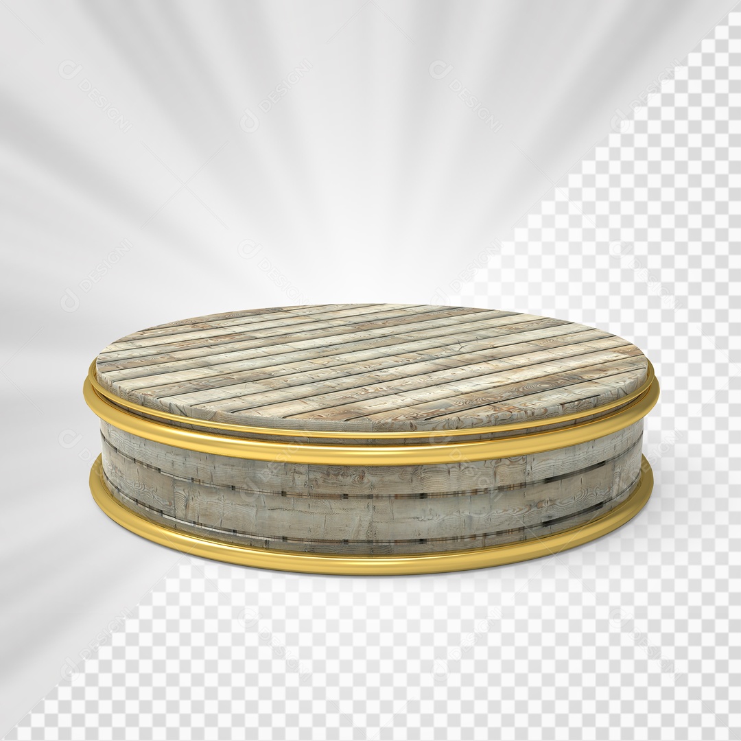Podium Cinza Com Borda Dourada Elemento 3D Para Composição PSD