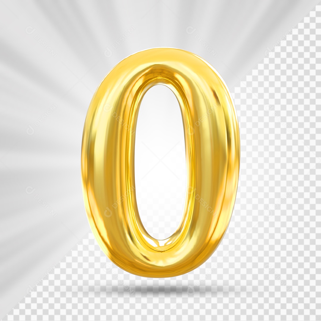 Golden Number 0 3D Element Balloon For PSD Composition