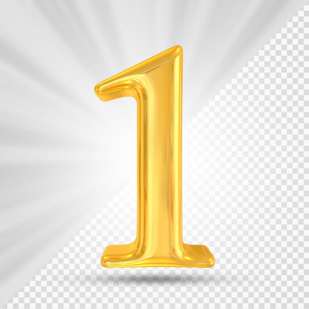 Number 1 Golden 3D Element For Composition PSD