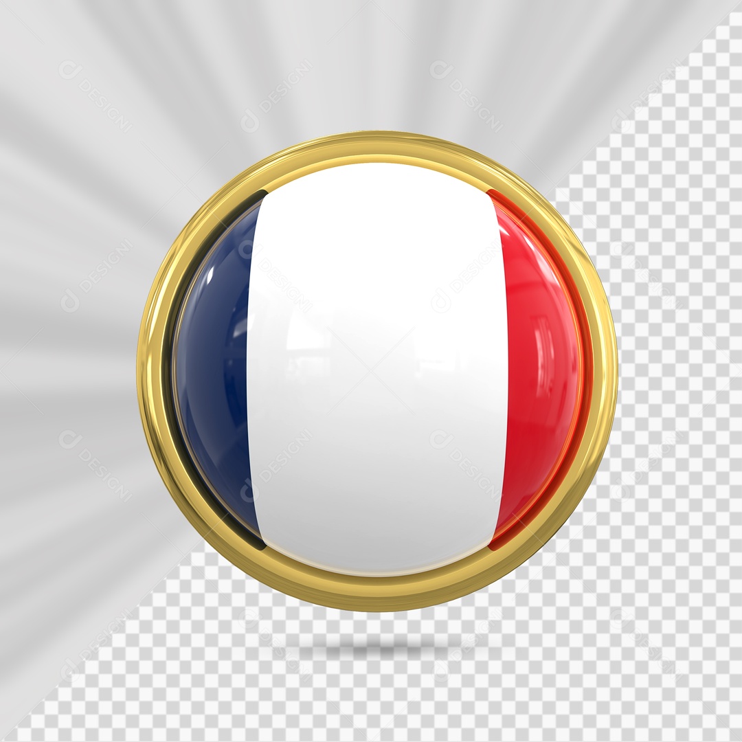 Bandeira Da França No Ícone Redondo Elemento 3D PSD