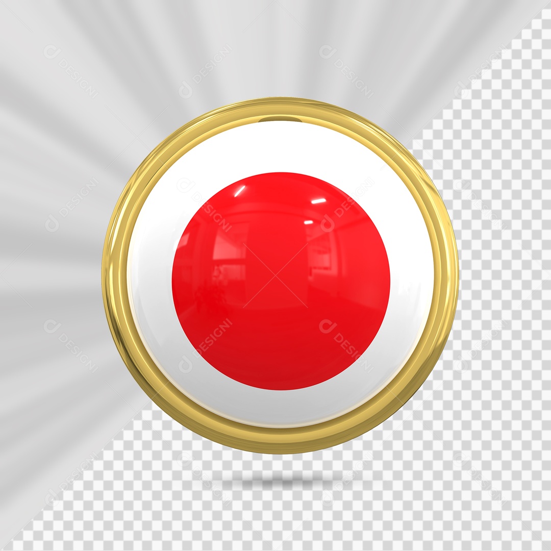 Bandeira Do Japão No Ícone Redondo Elemento 3D PSD