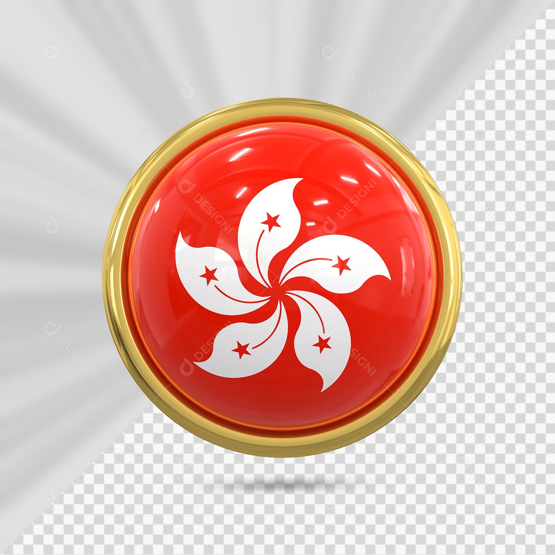 Bandeira Da Hong Kong No Ícone Redondo Elemento 3D PSD