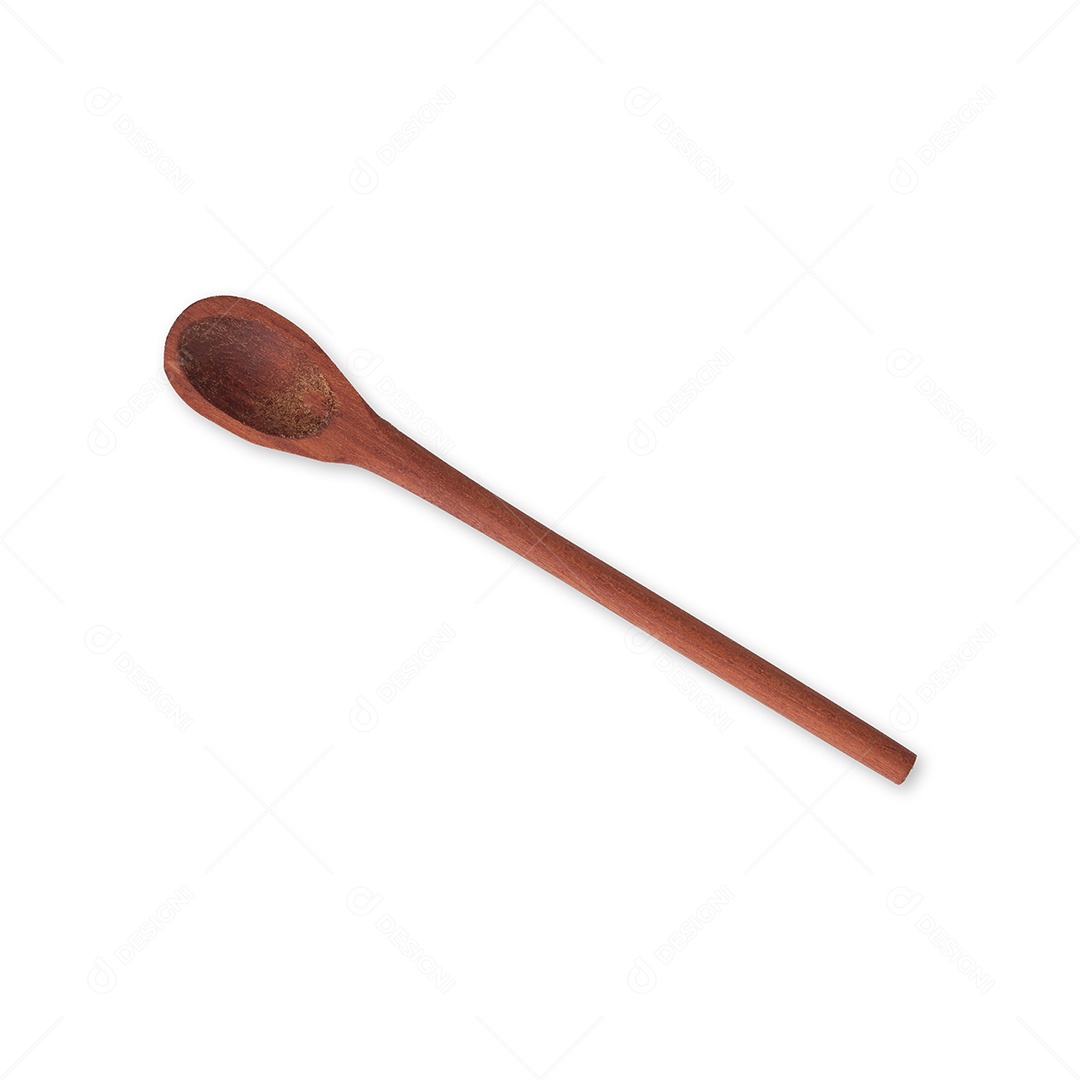 Espátula de madeira artesanal isolada sobre fundo branco