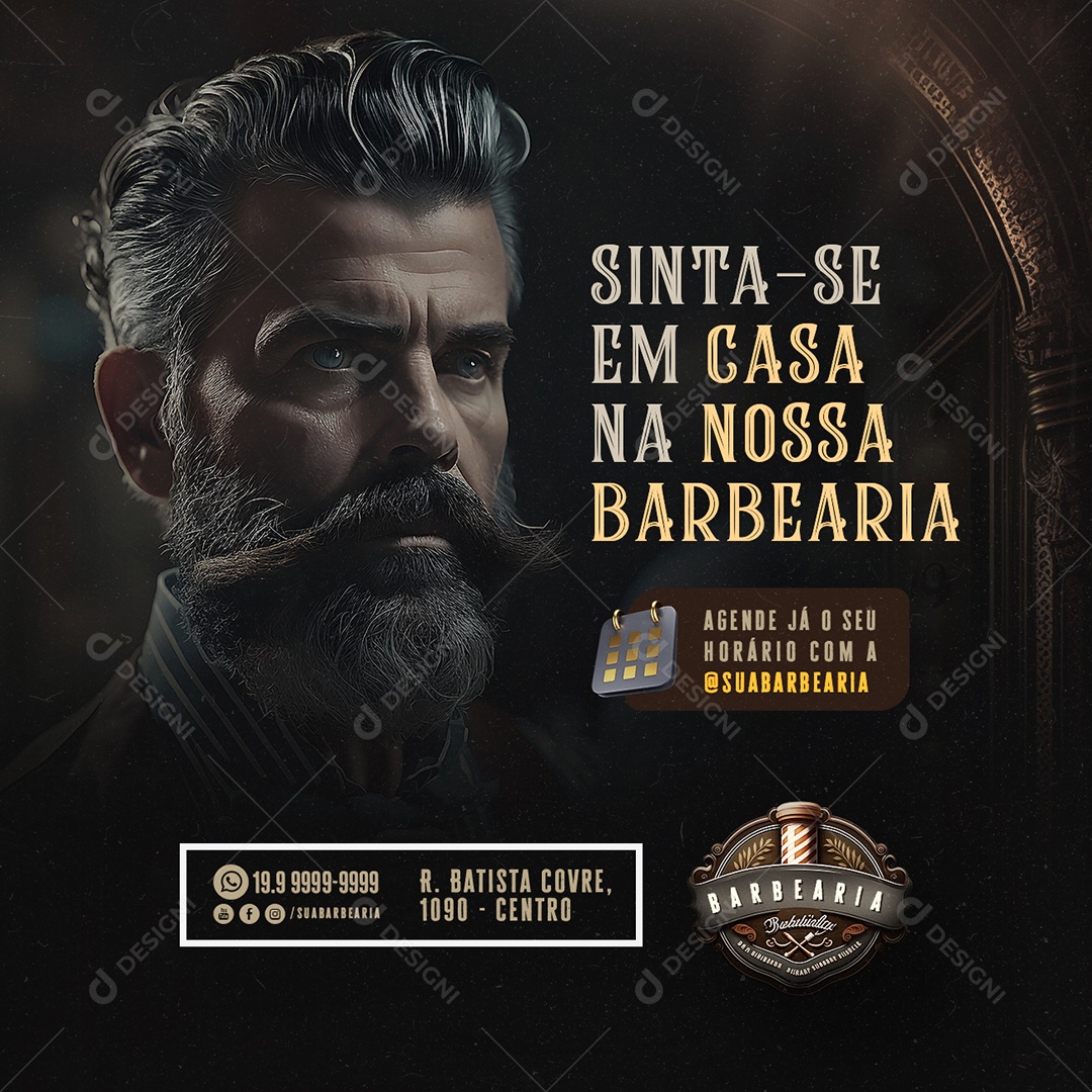 Sinta-Se Em Casa Na Nossa Barbearia Social Media PSD Editável