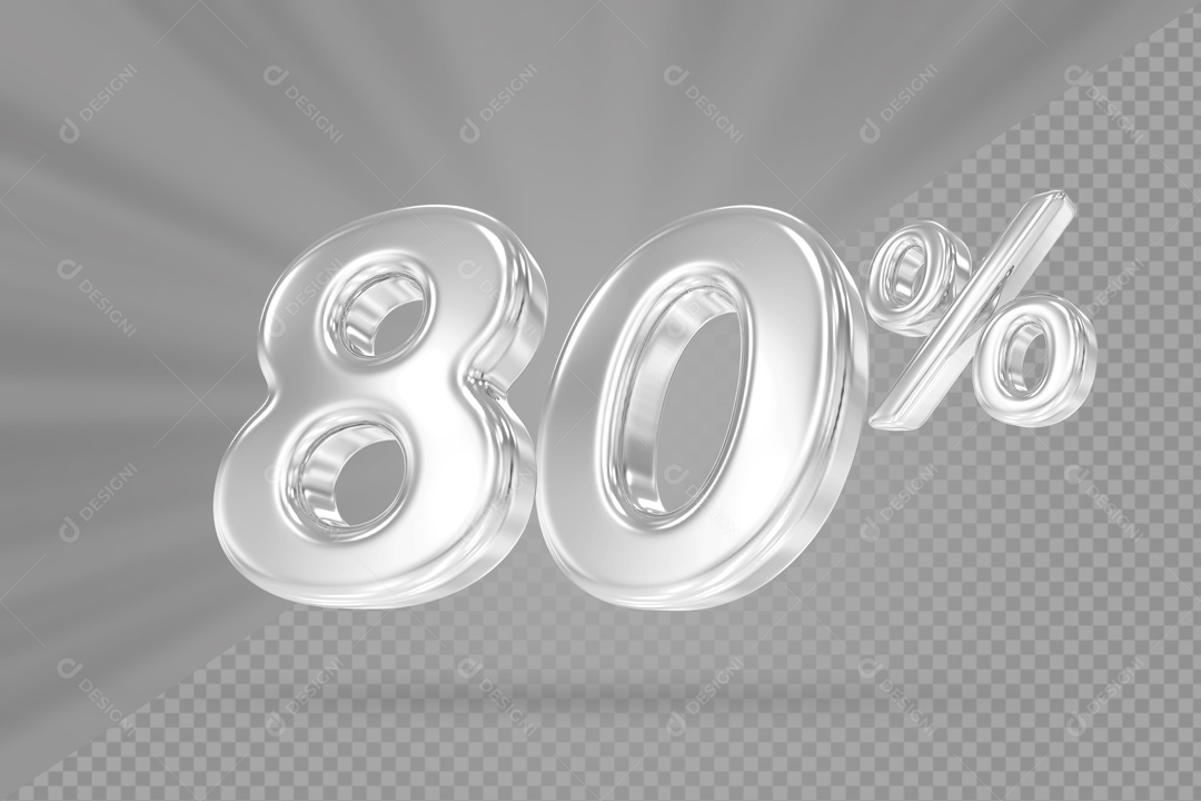 Desconto De 80% Branco Fundo Cinza Elemento 3D PSD