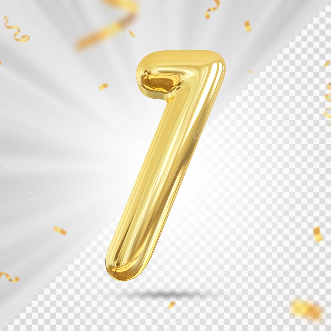Balão De Festa Dourado De Numero 1 Elemento 3D Para Composição PSD