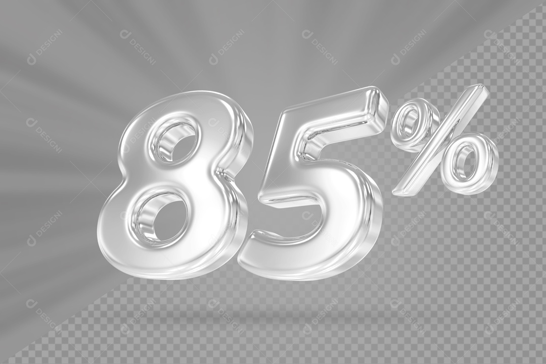 Desconto De 85% Branco Fundo Cinza Elemento 3D PSD