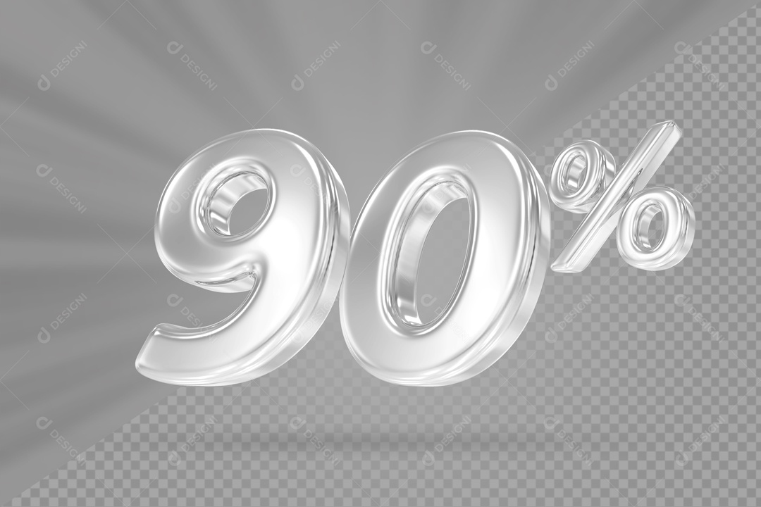 Desconto De 90% Branco Fundo Cinza Elemento 3D PSD