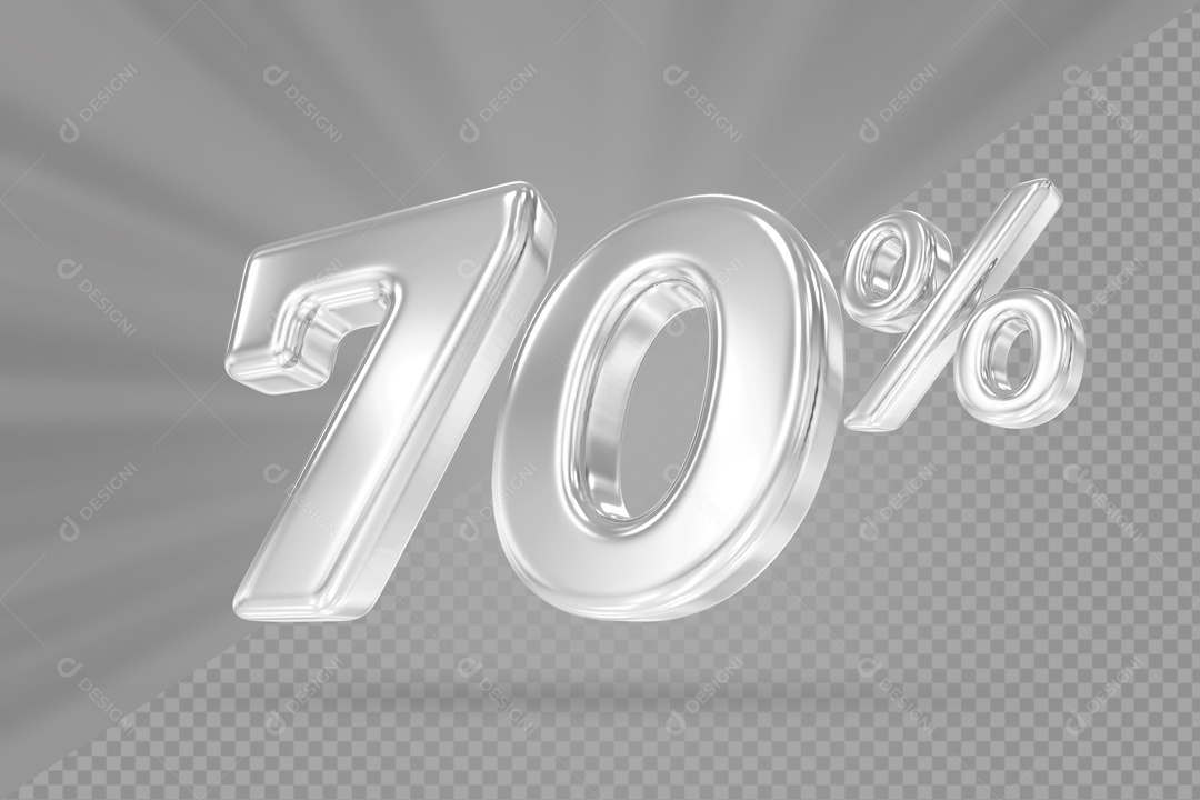 Desconto De 70% Branco Fundo Cinza Elemento 3D PSD