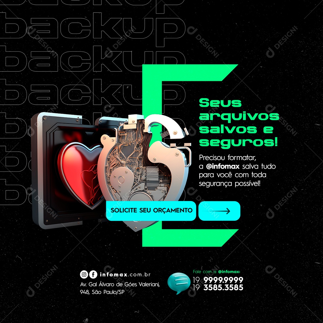 Seus Arquivos Salvos e Seguros Informática Precisou Formatar Social Media PSD Editável