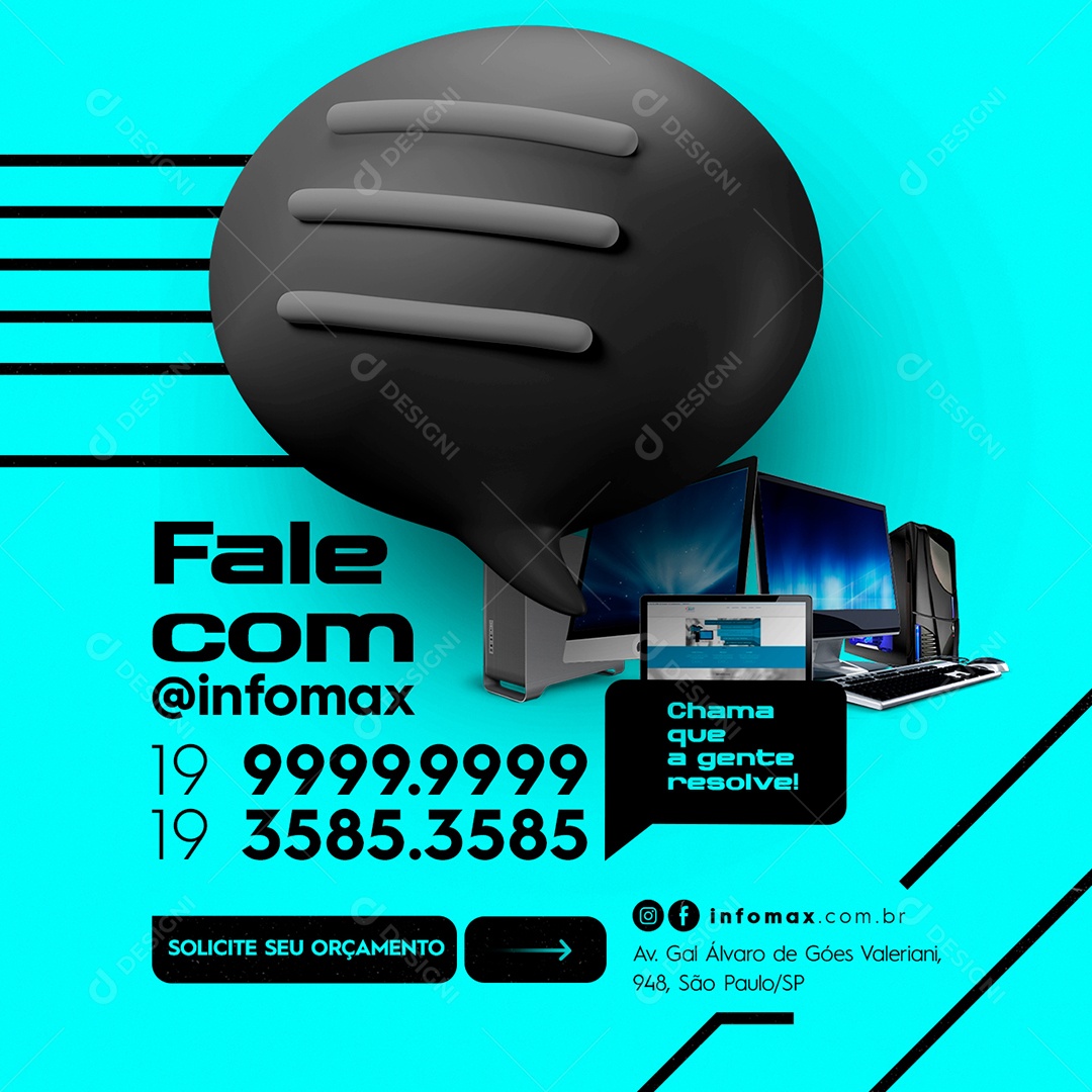 Fale Com Informática Chama Que a Gente Resolve Social Media PSD Editável
