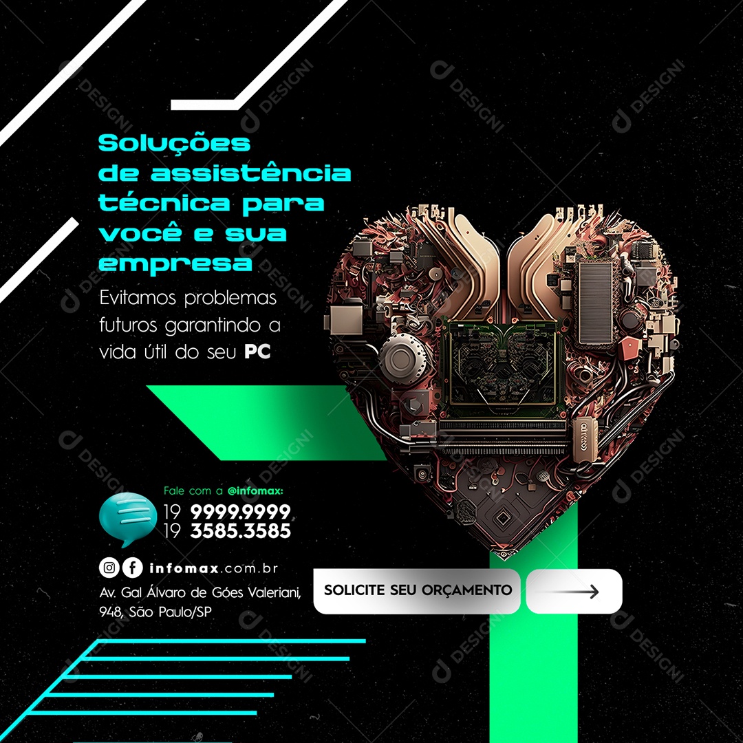 Soluções De Assistência Técnica Para Você e Sua Empresa Informática Social Media PSD Editável