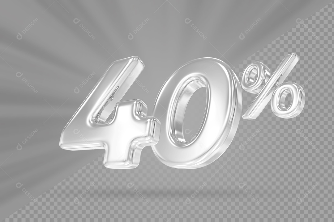Desconto De 40% Branco Fundo Cinza Elemento 3D PSD