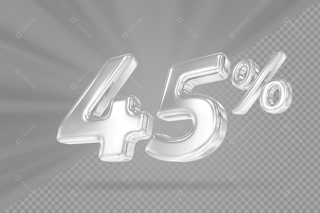 Desconto De 45% Branco Fundo Cinza Elemento 3D PSD