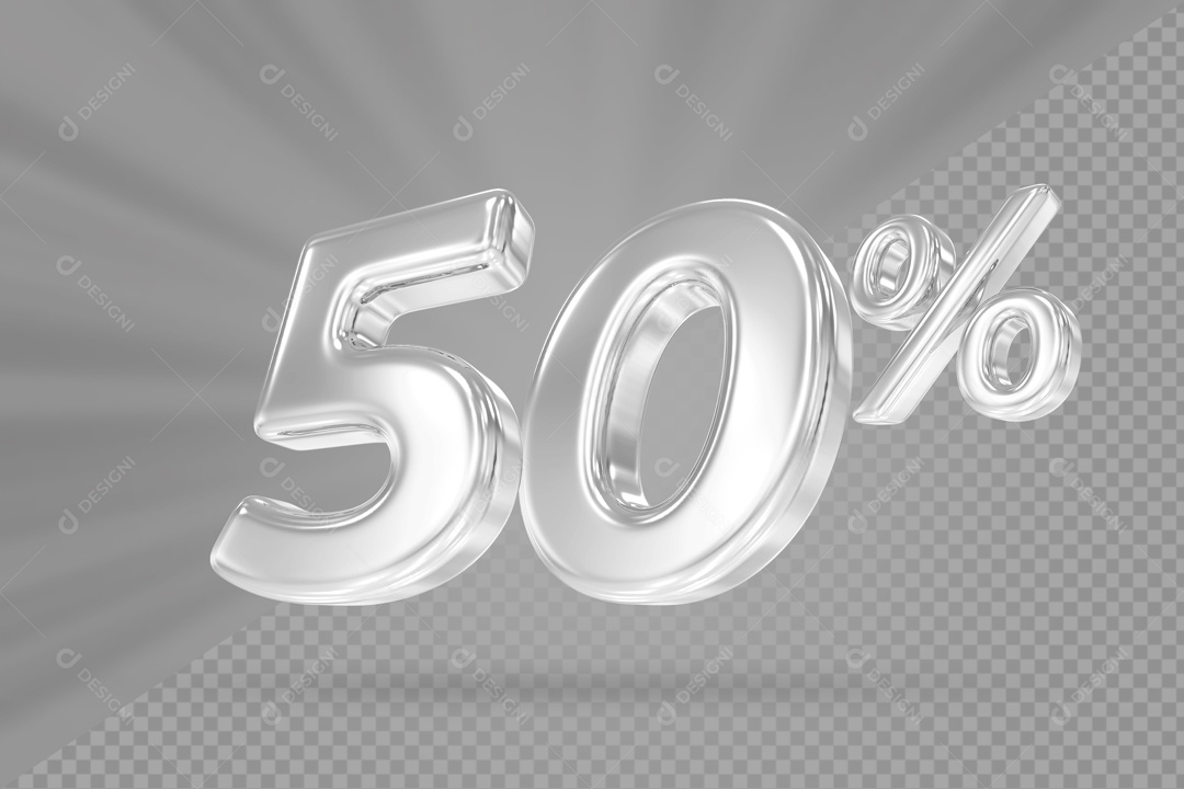 Desconto De 50% Branco Fundo Cinza Elemento 3D PSD