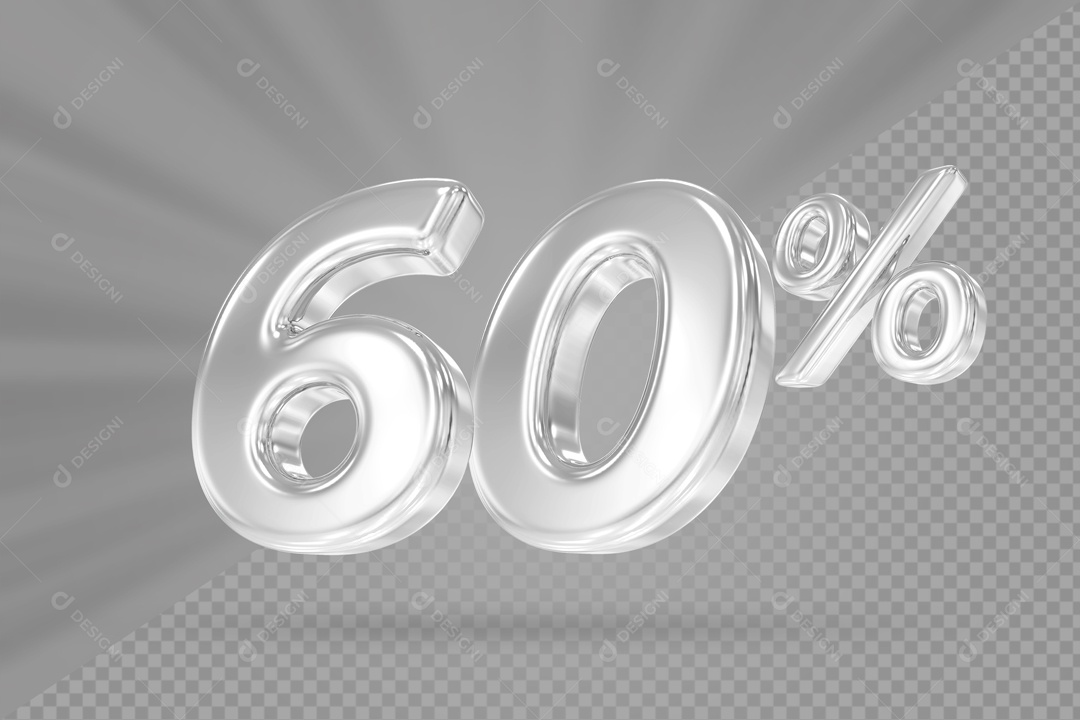 Desconto De 60% Branco Fundo Cinza Elemento 3D PSD