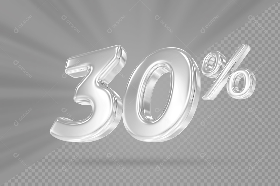 Desconto De 30% Branco Fundo Cinza Elemento 3D PSD