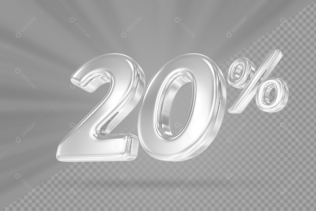 Desconto De 20% Branco Fundo Cinza Elemento 3D PSD