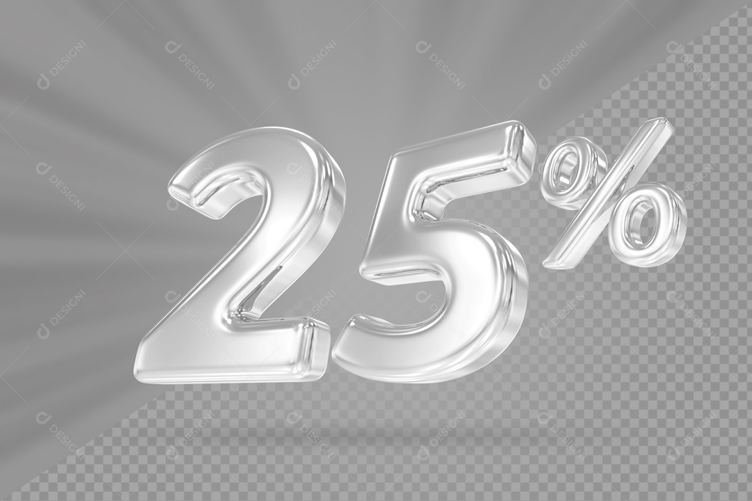 Desconto De 25% Branco Fundo Cinza Elemento 3D PSD