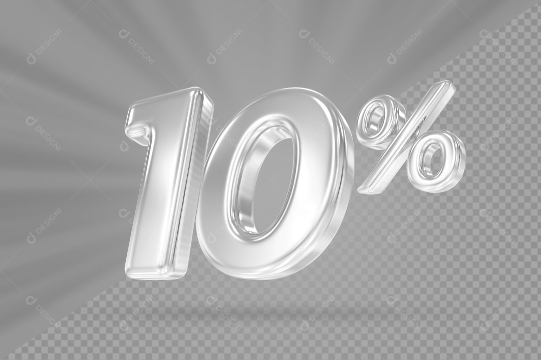Desconto De 10% Branco Fundo Cinza Elemento 3D PSD