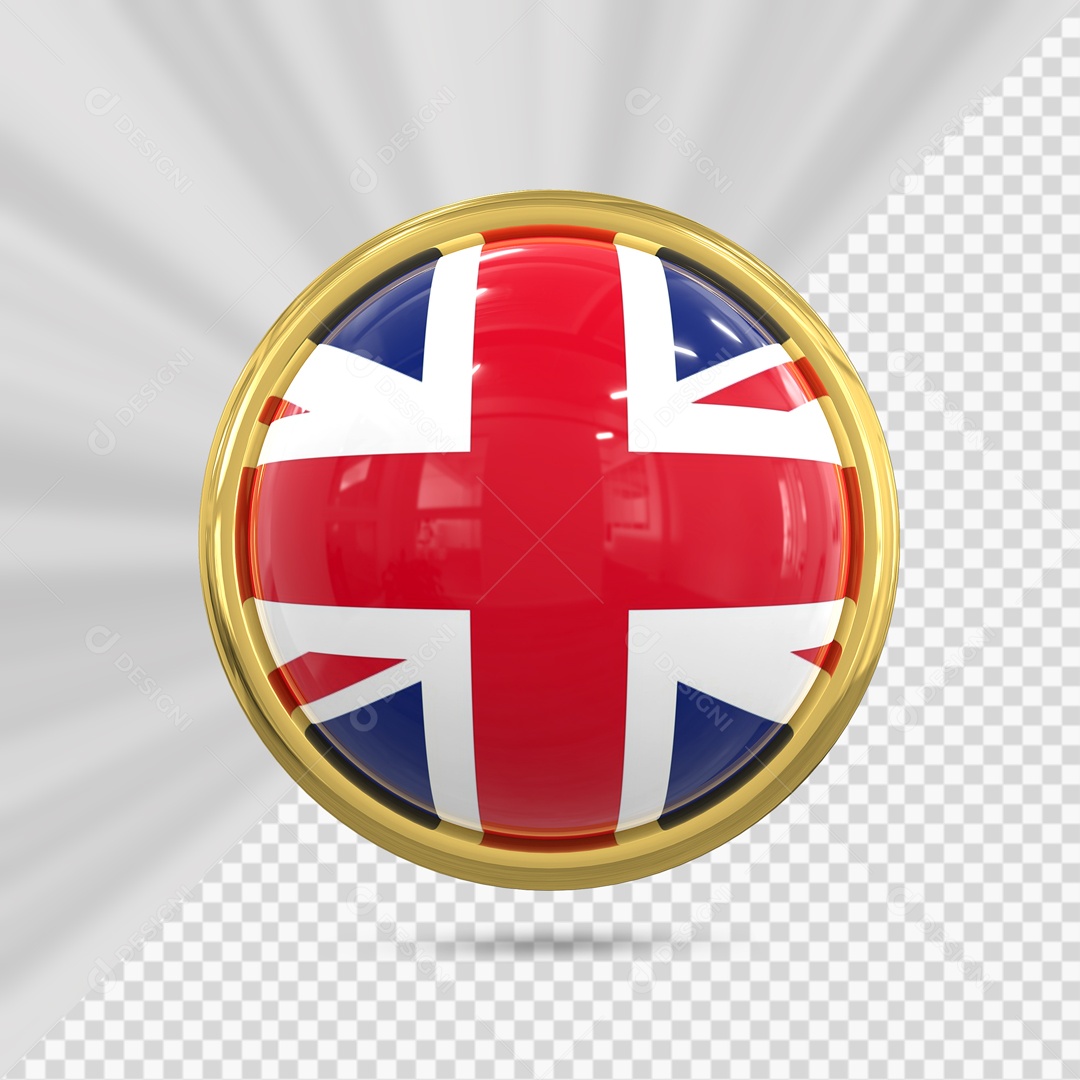 Bandeira Da Reino Unido No Ícone Redondo Elemento 3D PSD