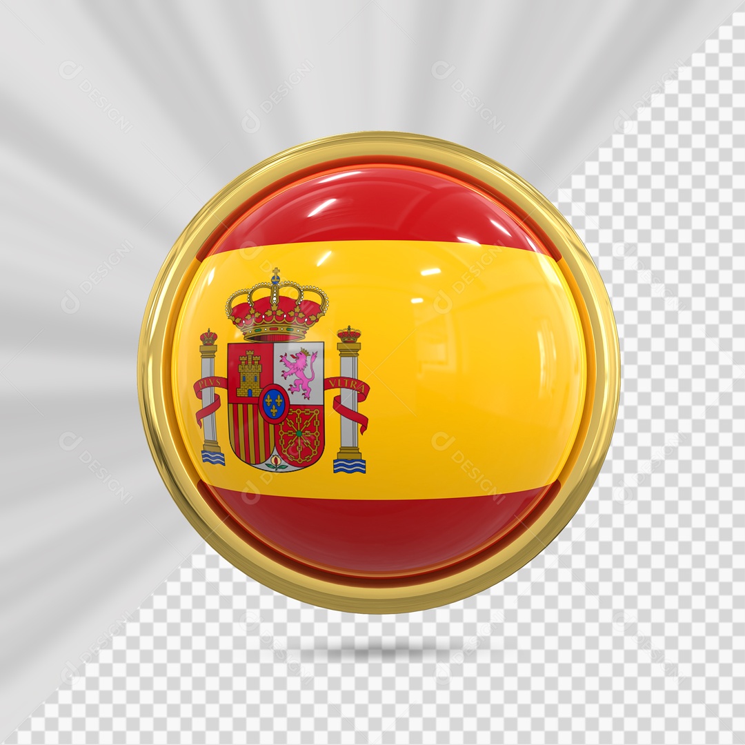 Bandeira Da Espanha No Ícone Redondo Elemento 3D PSD