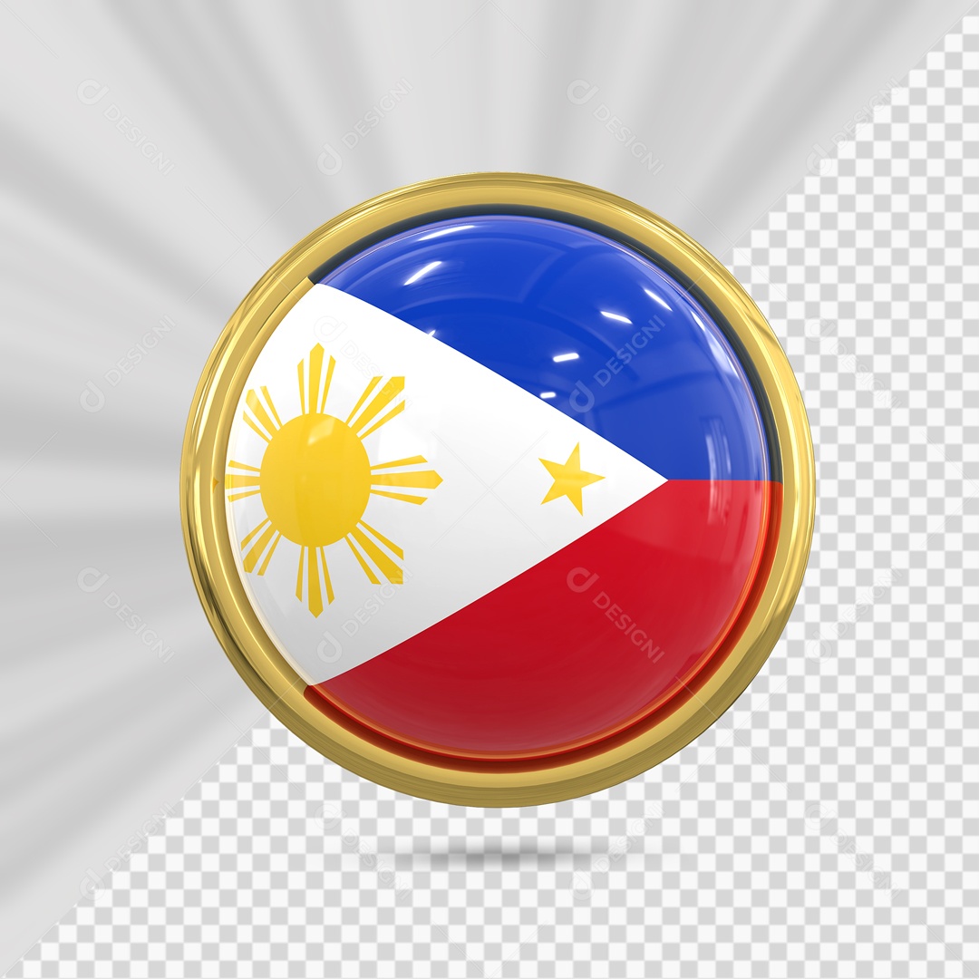 Bandeira Da Filipinas No Ícone Redondo Elemento 3D PSD