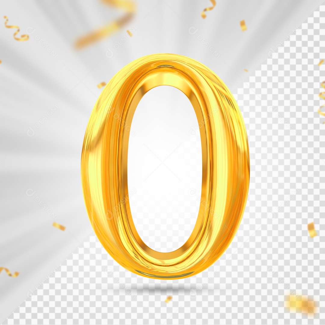 Balão De Festa Amarelo Com Detalhes De Numero 0 Elemento 3D Para Composição PSD