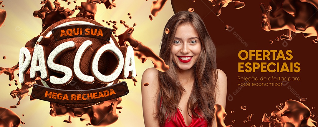 Aqui Sua Páscoa Mega Recheada Ofertas Especiais Social Media PSD Editável
