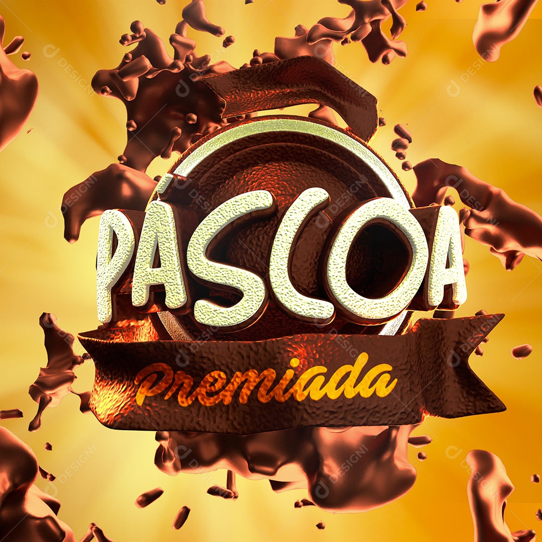 Selo 3D Para Composição Páscoa Premiada PSD