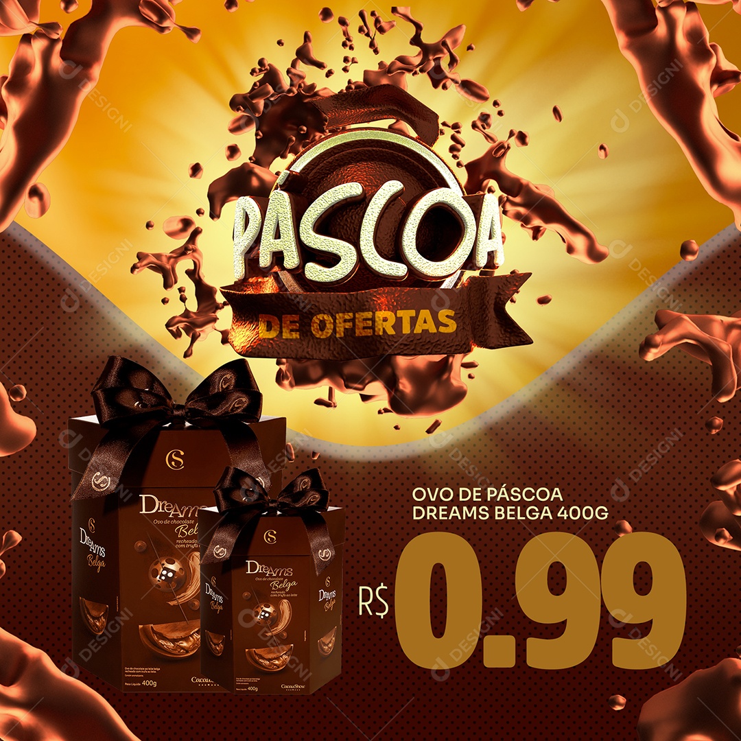 Páscoa de Ofertas Venha Conferir Social Media PSD Editável