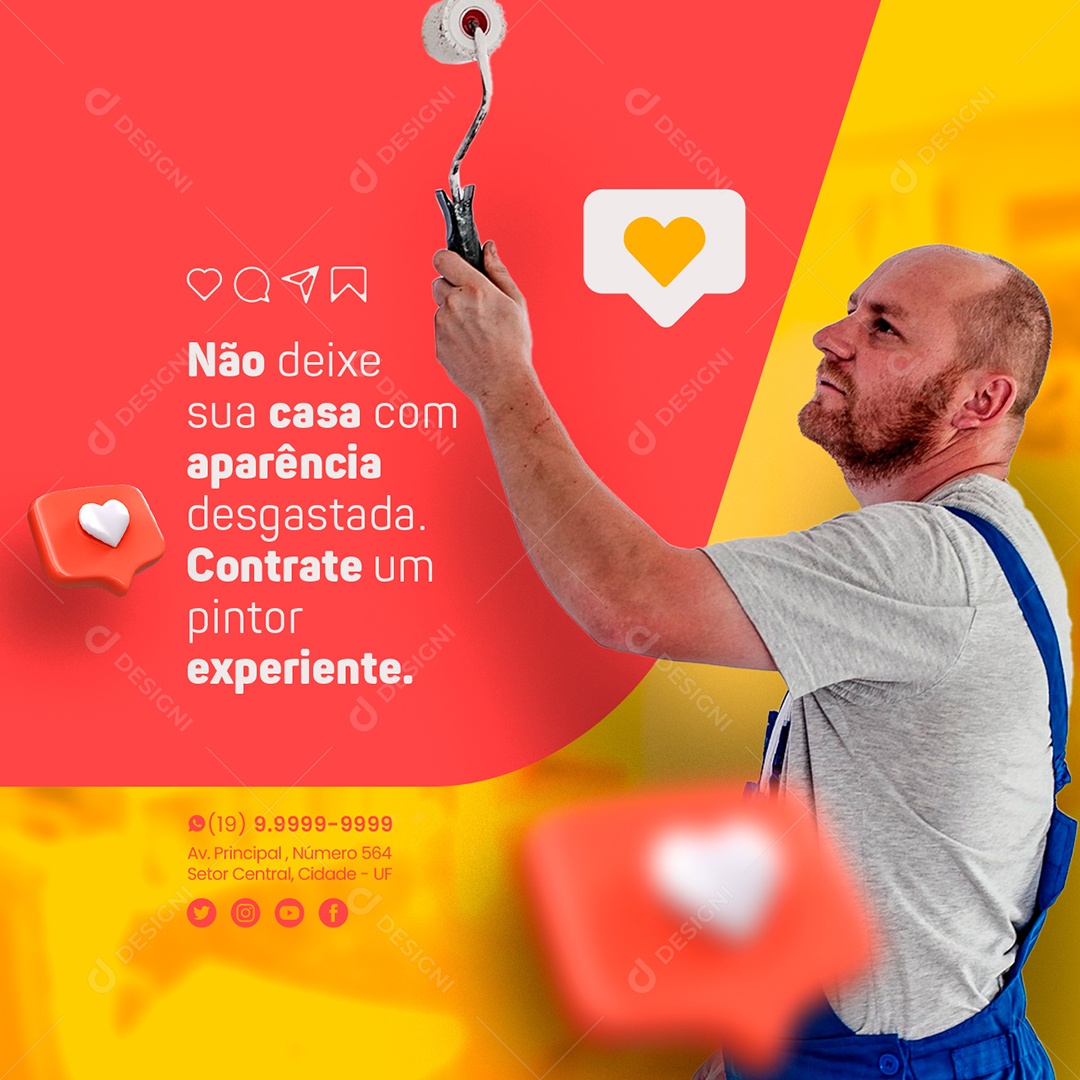 Não Deixe Sua Casa Com Aparência Desgastada Pintor Social Media PSD Editável