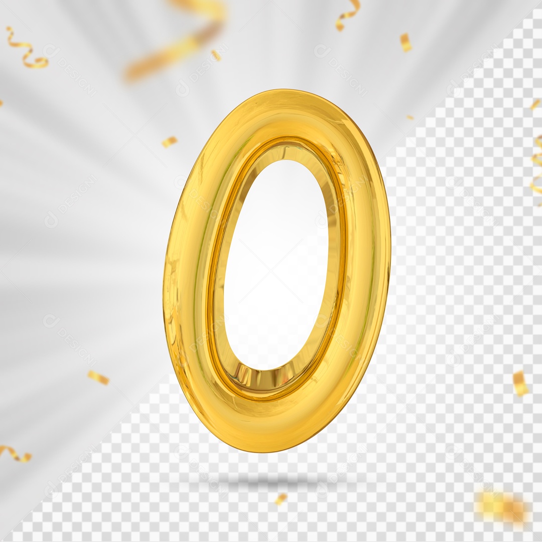 Balão De Festa Amarelo De Numero 0 Elemento 3D Para Composição PSD