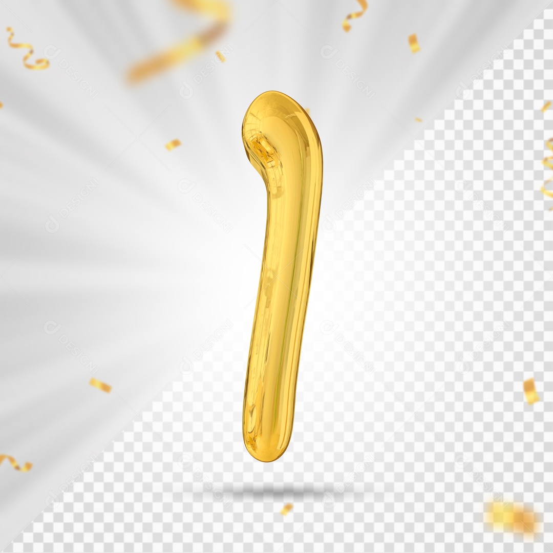 Balão De Festa Amarelo De Numero 1 Elemento 3D Para Composição PSD