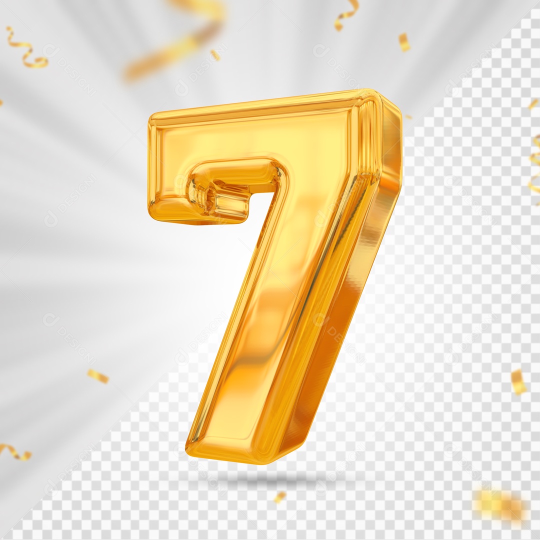 Balão De Festa Amarelo Grande De Numero 7 Elemento 3D Para Composição PSD