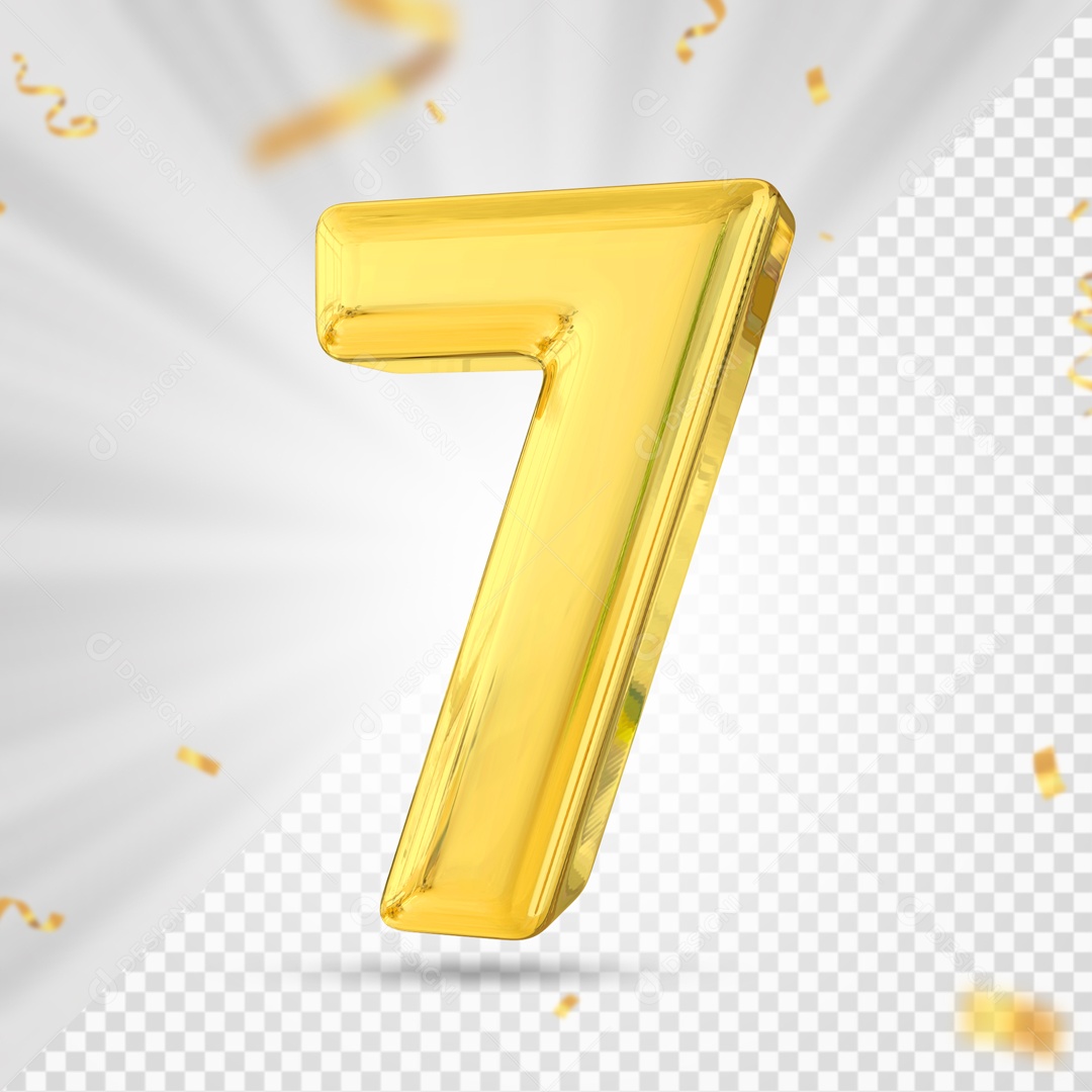 Balão De Festa Amarelo De Numero 7 Elemento 3D Para Composição PSD