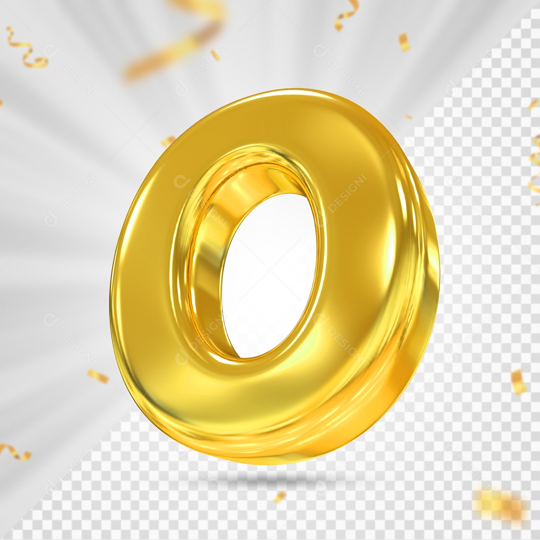 Balão De Festa Amarelo Grande De Numero 0 Elemento 3D Para Composição PSD