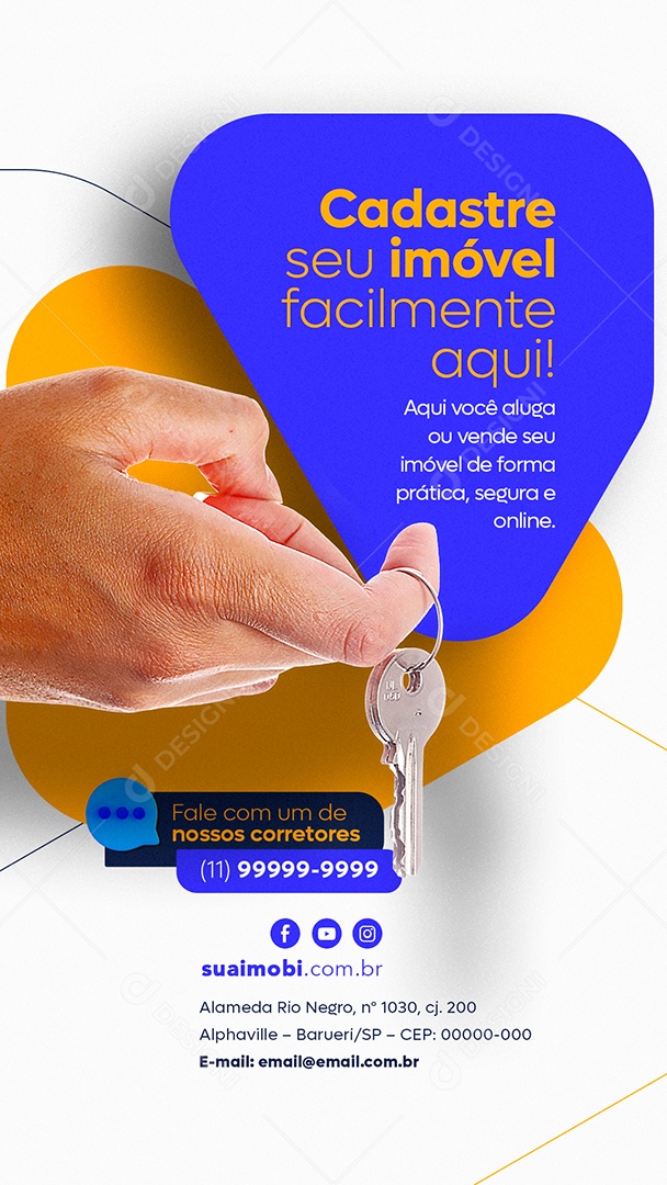 Story Cadastre Seu Imóvel Facilmente Aqui Imobiliária Segura e Online Social Media PSD Editável