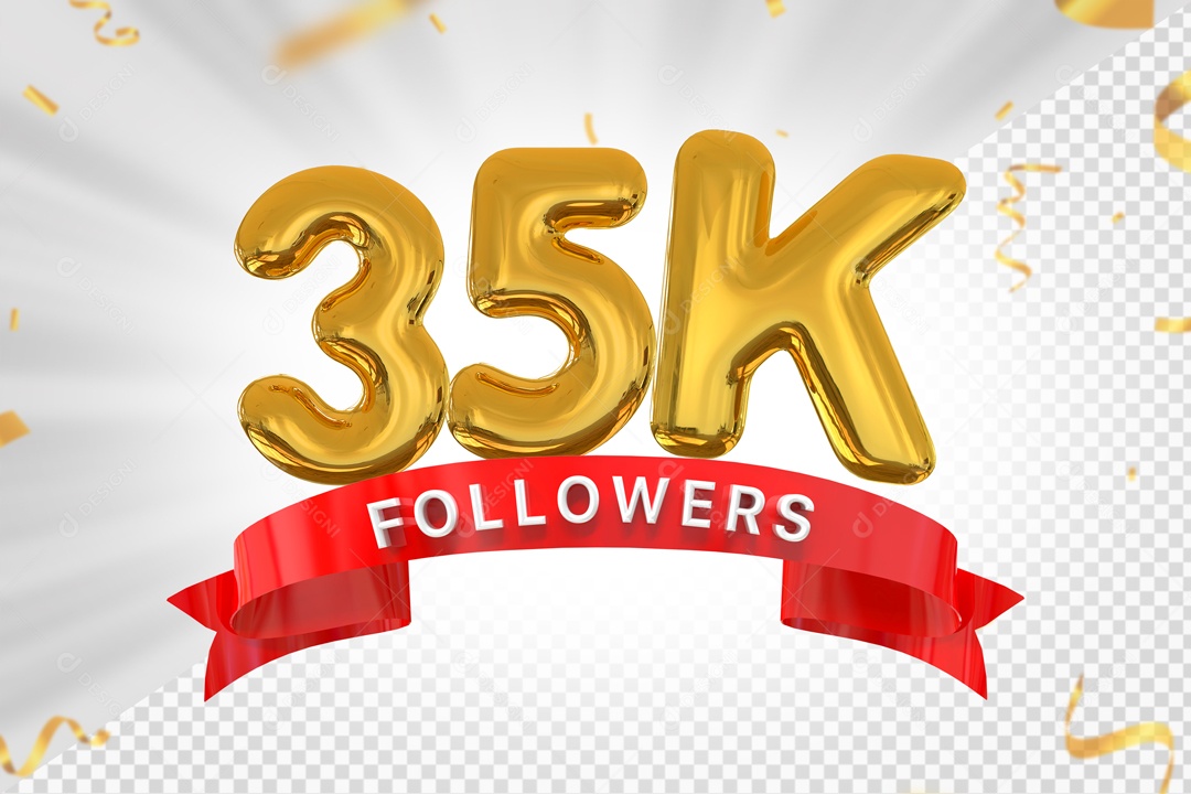 Números 35K Seguidores Elemento 3D PSD