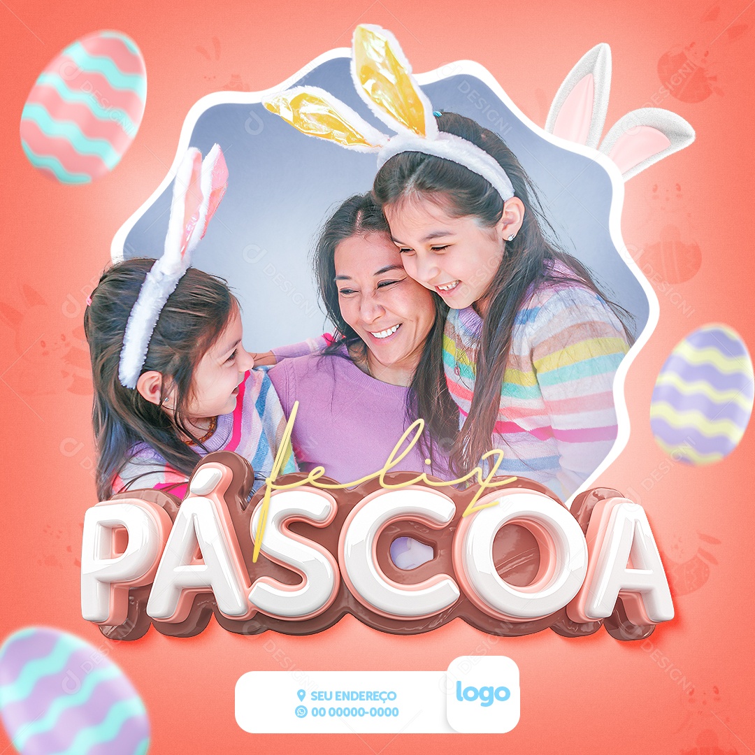 Feliz Páscoa Social Media PSD Editável