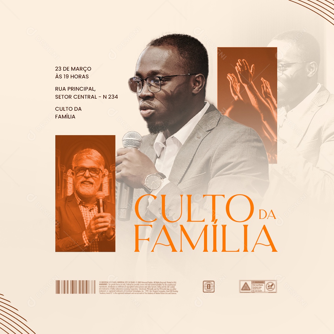 Culto da Família Flyer Gospel Social Media PSD Editável